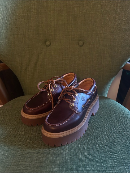 Timberland Shoes - Timberland ‘root beer’ Leather stone street platform boat shoes